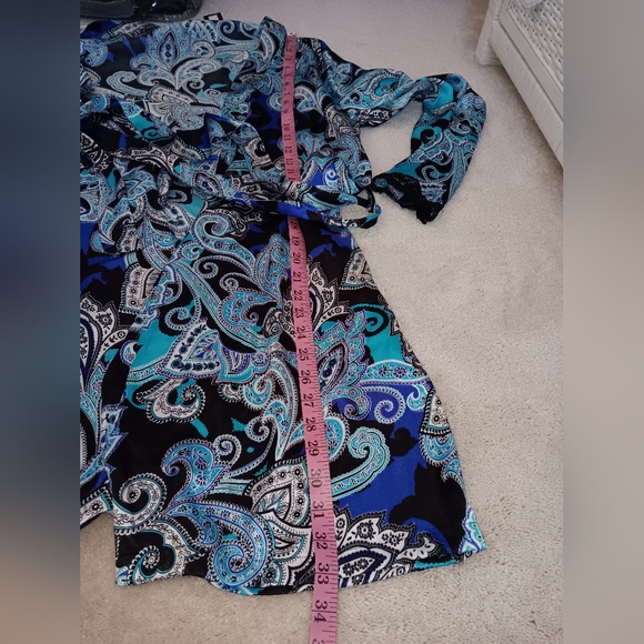 Apt. 9 ~ Satin Paisley Lace-Trim Wrap Robe in Blue & Purple (XS, NWOT) - Picture 7 of 11
